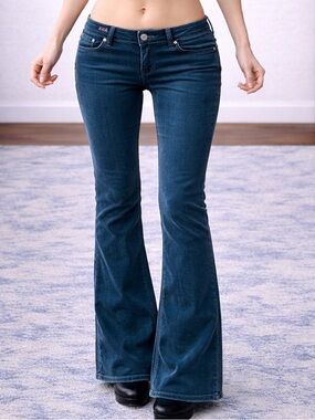 Vintage Moto Teal Low Rise Bootcut Corduroy Pants